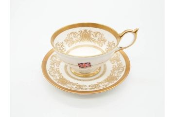 イギリス　AYNSLEY(エインズレイ)　Imperial Gold(インペリアルゴールド)　煌びやかな金の装飾が美しいカップ&ソーサー5客セット(洋食器、C&S)(R-070493)
