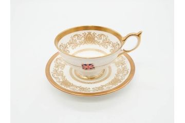 イギリス　AYNSLEY(エインズレイ)　Imperial Gold(インペリアルゴールド)　煌びやかな金の装飾が美しいカップ&ソーサー5客セット(洋食器、C&S)(R-070493)