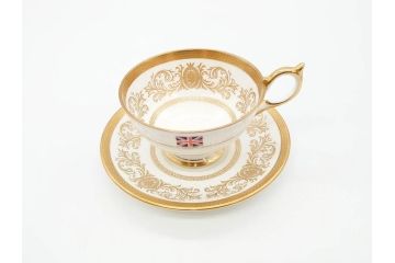 イギリス　AYNSLEY(エインズレイ)　Imperial Gold(インペリアルゴールド)　煌びやかな金の装飾が美しいカップ&ソーサー5客セット(洋食器、C&S)(R-070493)