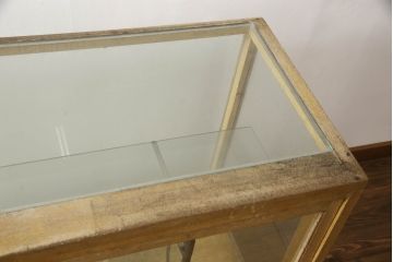 和製アンティーク　上手物!!　作りの良いRガラス入り　レトロな雰囲気漂うショーケース(ガラスケース、コーナーガラスケース、飾り棚、陳列棚、店舗什器、曲げガラス)(R-070517)