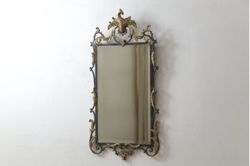 中古　高級輸入家具　MAITLAND-SMITH(メートランドスミス)　存在感抜群なアイアンフレームウォールミラー(壁掛け鏡)(R-070520)