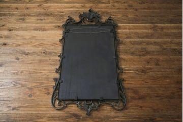 中古　高級輸入家具　MAITLAND-SMITH(メートランドスミス)　存在感抜群なアイアンフレームウォールミラー(壁掛け鏡)(R-070520)