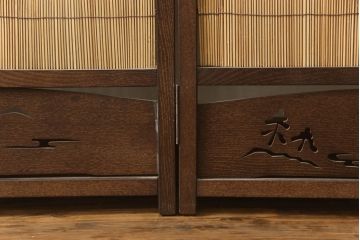 和製ビンテージ　和の趣あふれる4連衝立て(衝い立て、パーテーション、つい立て、仕切り、ヴィンテージ)(R-070521)