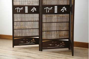 和製ビンテージ　和の趣あふれる4連衝立て　(R-070521)