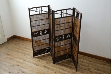 和製ビンテージ　和の趣あふれる4連衝立て　(R-070521)