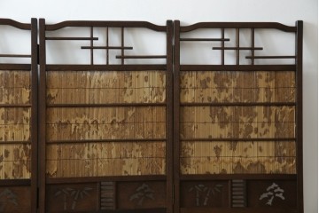 和製ビンテージ　和の趣あふれる4連衝立て　(R-070521)