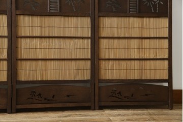 和製ビンテージ　和の趣あふれる4連衝立て　(R-070521)