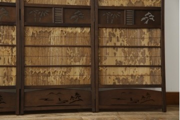 和製ビンテージ　和の趣あふれる4連衝立て　(R-070521)