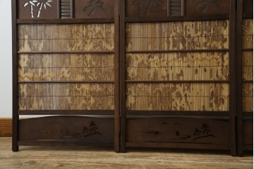 和製ビンテージ　和の趣あふれる4連衝立て　(R-070521)