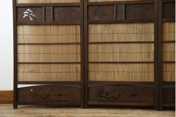 和製ビンテージ　和の趣あふれる4連衝立て　(R-070521)