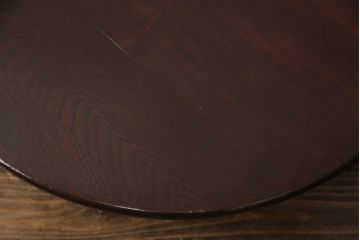 和製アンティーク　栓材　赤みがかった濃淡の木目が魅力の丸ちゃぶ台(折りたたみテーブル、座卓、ローテーブル)(R-070527)