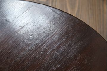 和製アンティーク　栓材　赤みがかった濃淡の木目が魅力の丸ちゃぶ台(折りたたみテーブル、座卓、ローテーブル)(R-070527)