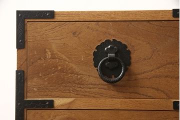 和製ビンテージ　未使用　新古品(中古品)　新潟産　職人手造り　総欅(ケヤキ)材　内部桐材　珍しい無塗装品の小引き出し(小物入れ、小物収納、卓上収納、ヴィンテージ)(R-070532)
