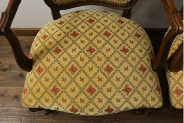 アメリカビンテージ　アメリカ輸入モデル　DREXEL HERITAGE(ドレクセルヘリテイジ)　Touraine(ツーレイン)　くつろぎの時間を演出するアームチェア2脚セット(椅子、イス、ダイニングチェア、ヴィンテージ)(R-070535)