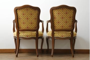 アメリカビンテージ　アメリカ輸入モデル　DREXEL HERITAGE(ドレクセルヘリテイジ)　Touraine(ツーレイン)　くつろぎの時間を演出するアームチェア2脚セット(椅子、イス、ダイニングチェア、ヴィンテージ)(R-070535)