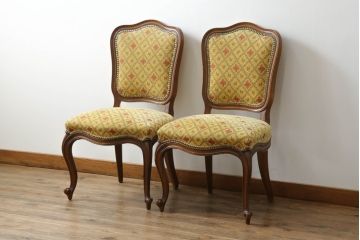 アメリカビンテージ　アメリカ輸入モデル　DREXEL HERITAGE(ドレクセルヘリテイジ)　Touraine(ツーレイン)　くつろぎの時間を演出するチェア2脚セット(椅子、イス、ダイニングチェア、ヴィンテージ)(R-070536)