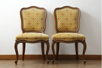 アメリカビンテージ　アメリカ輸入モデル　DREXEL HERITAGE(ドレクセルヘリテイジ)　Touraine(ツーレイン)　くつろぎの時間を演出するチェア2脚セット(椅子、イス、ダイニングチェア、ヴィンテージ)(R-070536)