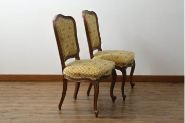 アメリカビンテージ　アメリカ輸入モデル　DREXEL HERITAGE(ドレクセルヘリテイジ)　Touraine(ツーレイン)　くつろぎの時間を演出するチェア2脚セット(椅子、イス、ダイニングチェア、ヴィンテージ)(R-070536)