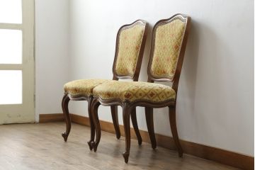 アメリカビンテージ　アメリカ輸入モデル　DREXEL HERITAGE(ドレクセルヘリテイジ)　Touraine(ツーレイン)　くつろぎの時間を演出するチェア2脚セット(椅子、イス、ダイニングチェア、ヴィンテージ)(R-070536)