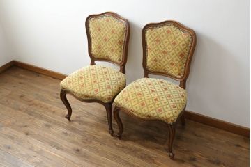 アメリカビンテージ　アメリカ輸入モデル　DREXEL HERITAGE(ドレクセルヘリテイジ)　Touraine(ツーレイン)　くつろぎの時間を演出するチェア2脚セット(椅子、イス、ダイニングチェア、ヴィンテージ)(R-070536)