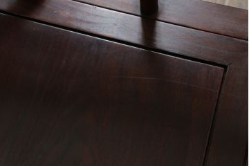 和製ビンテージ　2way　板座とクッション座面を楽しめる!!背もたれのデザインが魅力的な唐木材製アームチェア(椅子、イス、板座チェア、一人掛けソファ、1人掛けソファ、ヴィンテージ)(R-070537)