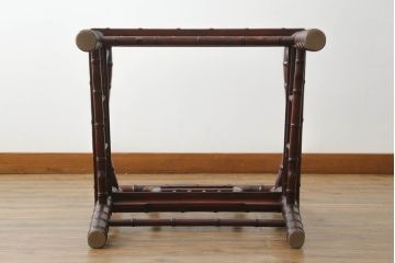 和製ビンテージ　2way　板座とクッション座面を楽しめる!!背もたれのデザインが魅力的な唐木材製アームチェア(椅子、イス、板座チェア、一人掛けソファ、1人掛けソファ、ヴィンテージ)(R-070537)