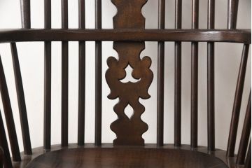 中古　松本民芸家具　#44A型　シックな色合いとクラシカルな佇まいが魅力のウィンザーチェア(ウインザーチェア、アームチェア、板座チェア、ダイニングチェア、椅子、イス)(定価約20万円)(R-070540)