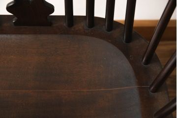 中古　松本民芸家具　#44A型　シックな色合いとクラシカルな佇まいが魅力のウィンザーチェア(ウインザーチェア、アームチェア、板座チェア、ダイニングチェア、椅子、イス)(定価約20万円)(R-070540)