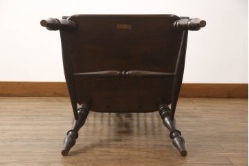中古　松本民芸家具　#44A型　シックな色合いとクラシカルな佇まいが魅力のウィンザーチェア(ウインザーチェア、アームチェア、板座チェア、ダイニングチェア、椅子、イス)(定価約20万円)(R-070540)