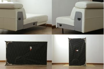 中古　総本革(レザー)　イタリア　NICOLETTI HOME(ニコレッティ)　Domus(ドムス)　快適な座り心地と高級感ある空間を演出してくれる2.5Pソファセット(カウチソファ、ワンアーム、2人掛け、3人掛け)(定価約80万円)(R-070580)