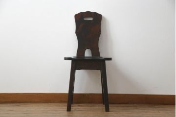 和製ビンテージ　神居民芸家具　気品漂う和モダンなチェア(椅子、イス、ダイニングチェア、板座チェア、ヴィンテージ)(R-070582)