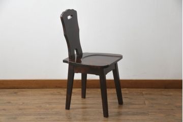 和製ビンテージ　神居民芸家具　気品漂う和モダンなチェア(椅子、イス、ダイニングチェア、板座チェア、ヴィンテージ)(R-070582)