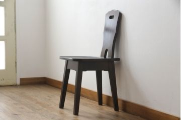 和製ビンテージ　神居民芸家具　気品漂う和モダンなチェア(椅子、イス、ダイニングチェア、板座チェア、ヴィンテージ)(R-070582)