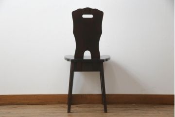 和製ビンテージ　神居民芸家具　気品漂う和モダンなチェア(椅子、イス、ダイニングチェア、板座チェア、ヴィンテージ)(R-070582)
