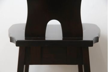 和製ビンテージ　神居民芸家具　気品漂う和モダンなチェア(椅子、イス、ダイニングチェア、板座チェア、ヴィンテージ)(R-070582)