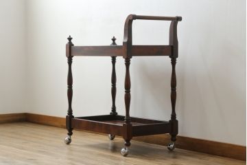 和製ビンテージ　九州民芸家具　落ち着いた色合いが品を感じさせるキャスターワゴン(キッチンワゴン、トロリー、サイドテーブル、ヴィンテージ)(R-070587)