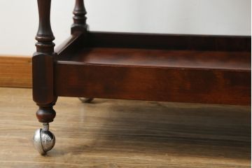 和製ビンテージ　九州民芸家具　落ち着いた色合いが品を感じさせるキャスターワゴン(キッチンワゴン、トロリー、サイドテーブル、ヴィンテージ)(R-070587)