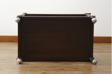 和製ビンテージ　九州民芸家具　落ち着いた色合いが品を感じさせるキャスターワゴン(キッチンワゴン、トロリー、サイドテーブル、ヴィンテージ)(R-070587)
