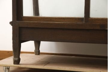 和製アンティーク　大正ロマン　栓材　ノスタルジックな雰囲気の台形ガラスケース(ショーケース、飾り棚、陳列棚、店舗什器)(R-070590)
