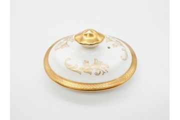 イギリス　AYNSLEY(エインズレイ)　Imperial Gold(インペリアルゴールド)　金の繊細なデザインが上品な雰囲気を醸し出すティーポット&シュガーポット&クリーマー3点セット(ミルクジャー、ミルクポット、ボンボン入れ、洋食器)(R-070629)