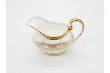 イギリス　AYNSLEY(エインズレイ)　Imperial Gold(インペリアルゴールド)　金の繊細なデザインが上品な雰囲気を醸し出すティーポット&シュガーポット&クリーマー3点セット(ミルクジャー、ミルクポット、ボンボン入れ、洋食器)(R-070629)