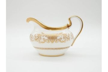イギリス　AYNSLEY(エインズレイ)　Imperial Gold(インペリアルゴールド)　金の繊細なデザインが上品な雰囲気を醸し出すティーポット&シュガーポット&クリーマー3点セット(ミルクジャー、ミルクポット、ボンボン入れ、洋食器)(R-070629)