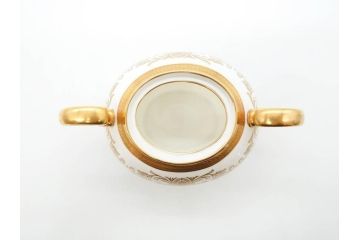 イギリス　AYNSLEY(エインズレイ)　Imperial Gold(インペリアルゴールド)　金の繊細なデザインが上品な雰囲気を醸し出すティーポット&シュガーポット&クリーマー3点セット(ミルクジャー、ミルクポット、ボンボン入れ、洋食器)(R-070629)