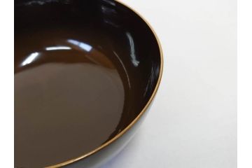 輪島塗り　木製漆器　蒔絵　松の実　約13cm　4.1寸　繊細な沈金の意匠が美しい吸物椀12客(お椀、和食器、黒漆、四寸一分)(R-070630)