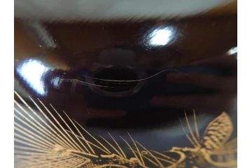 輪島塗り　木製漆器　蒔絵　松の実　約13cm　4.1寸　繊細な沈金の意匠が美しい吸物椀12客(お椀、和食器、黒漆、四寸一分)(R-070630)