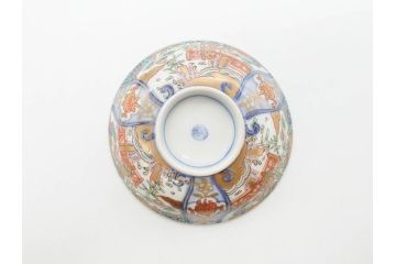 江戸期　古伊万里　金彩　色絵　約12cm　3.8寸　一つ一つ丁寧に絵付けされた豪華な蓋付き茶碗3客セット(獅子、松竹、和食器、三寸八分)(R-070632)