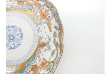 幕末期　伊万里　色絵　染付　約22cm　7寸　煌びやかな金彩が魅力的な中皿3枚セット(獅子、松竹、和食器、七寸)(R-070633)