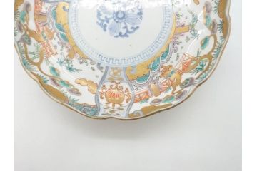 幕末期　伊万里　色絵　染付　約22cm　7寸　煌びやかな金彩が魅力的な中皿3枚セット(獅子、松竹、和食器、七寸)(R-070633)