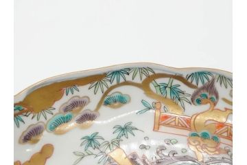 幕末期　伊万里　色絵　染付　約22cm　7寸　煌びやかな金彩が魅力的な中皿3枚セット(獅子、松竹、和食器、七寸)(R-070633)