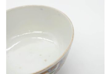 幕末〜明治期　伊万里　金彩　約14cm　4.4寸　華やかな色絵が食卓に彩を与える蓋付き茶碗3客セット(獅子、松竹、和食器、四寸四分)(R-070637)
